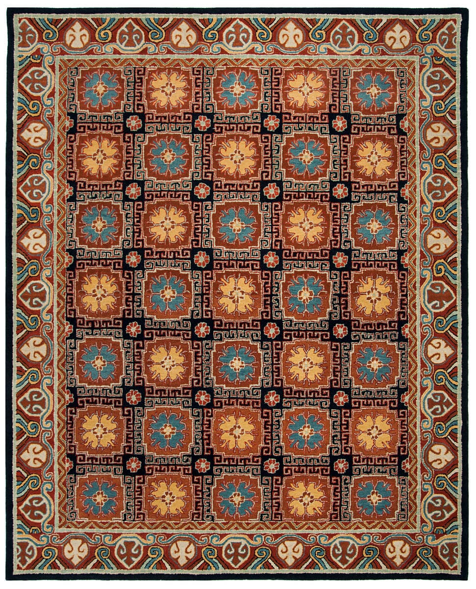 Safavieh Heritage Hg742N Navy / Orange Rugs.