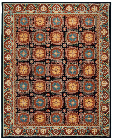 Safavieh Heritage Hg742N Navy / Orange Rugs.