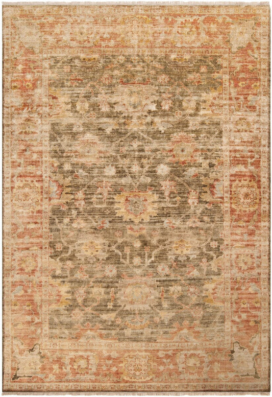 Surya Hillcrest Hil-9004 Cream, Tan, Dark Brown, Khaki Vintage / Distressed Area Rug