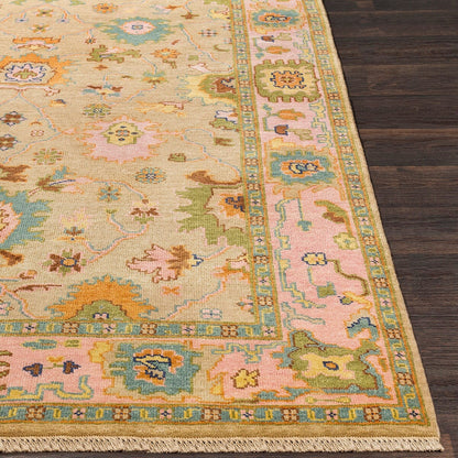 Surya Hillcrest Hil-9043 Tan, Bright Pink, Olive, Aqua, Navy Area Rug