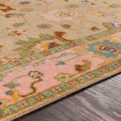 Surya Hillcrest Hil-9043 Tan, Bright Pink, Olive, Aqua, Navy Area Rug