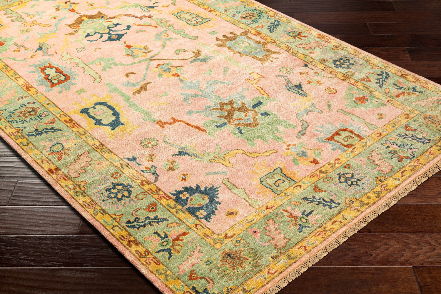 Surya Hillcrest Hil-9044 Mint, Butter, Pale Pink, Peach Rugs.