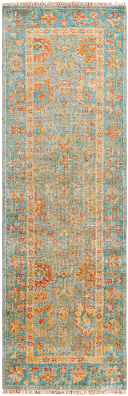 Surya Hillcrest Hil-9045 Sage, Burnt Orange, Teal, Medium Gray Area Rug