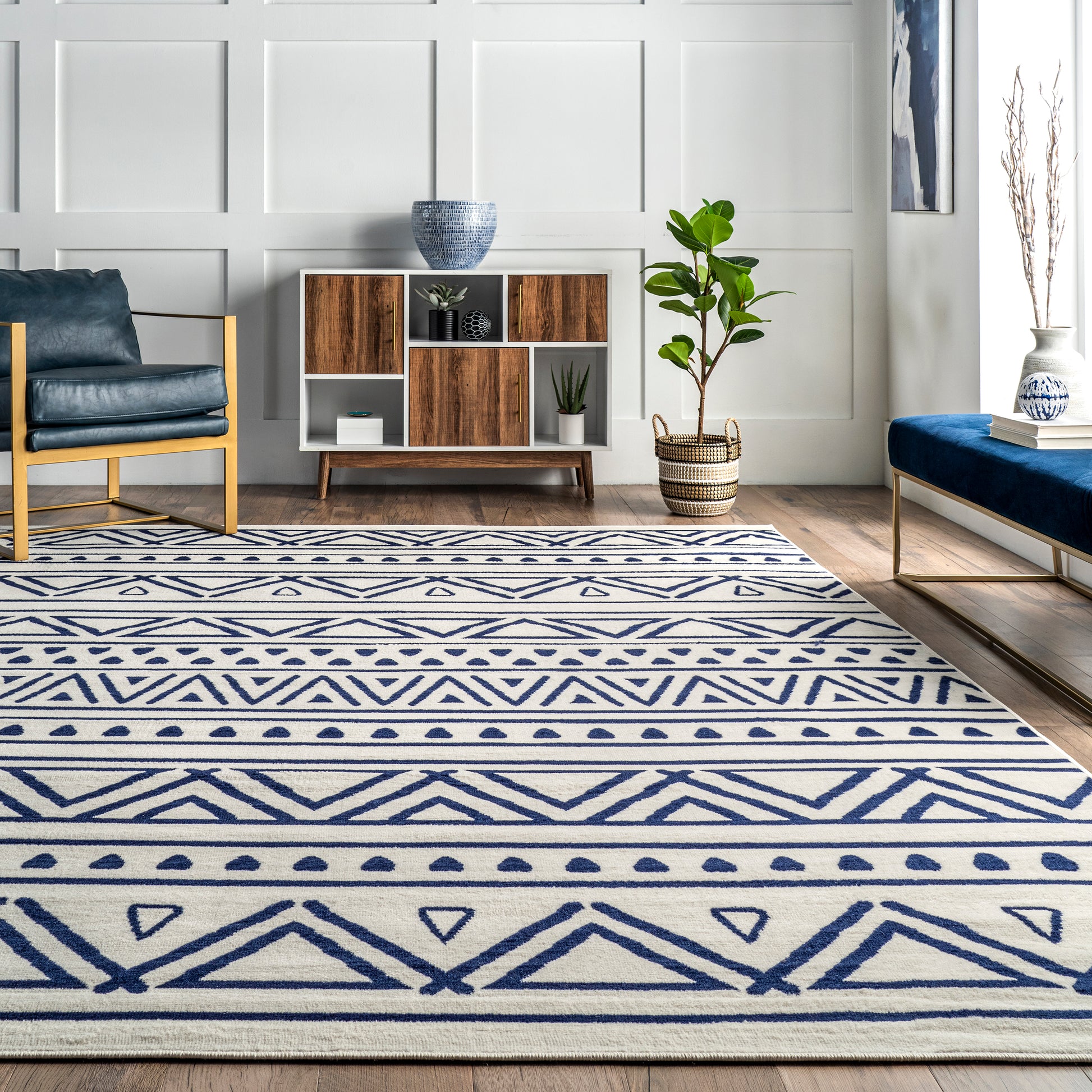 Nuloom Cecilia Tribal Bands Nce1731A Blue Area Rug