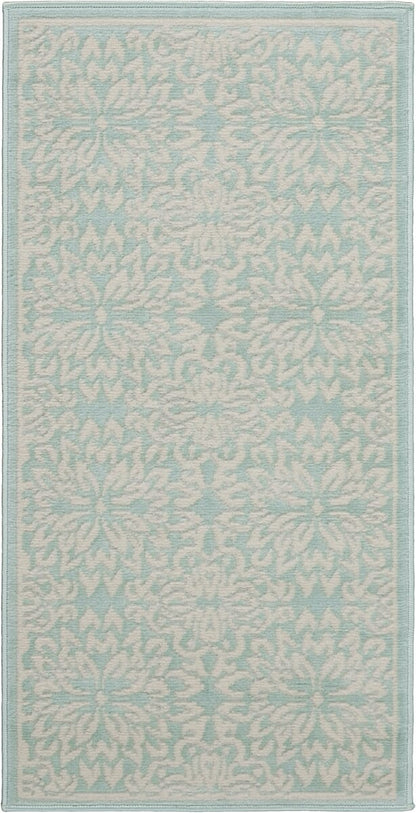 Nourison Jubilant Jub06 Ivory / Green Damask Area Rug