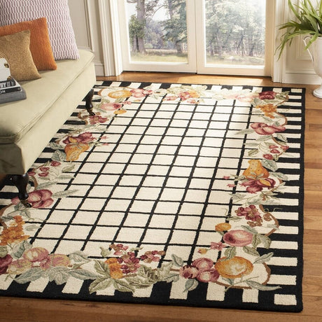 Safavieh Chelsea hk125a Ivory / Black Floral / Country Area Rug