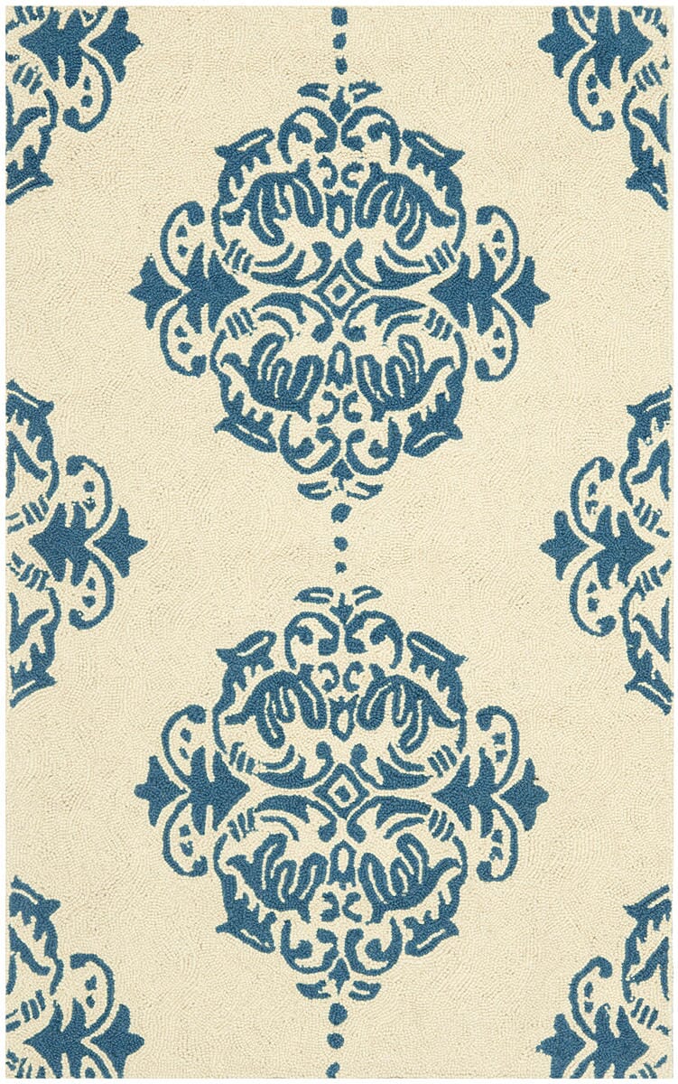 Safavieh Chelsea Hk145A Ivory / Blue Damask Area Rug