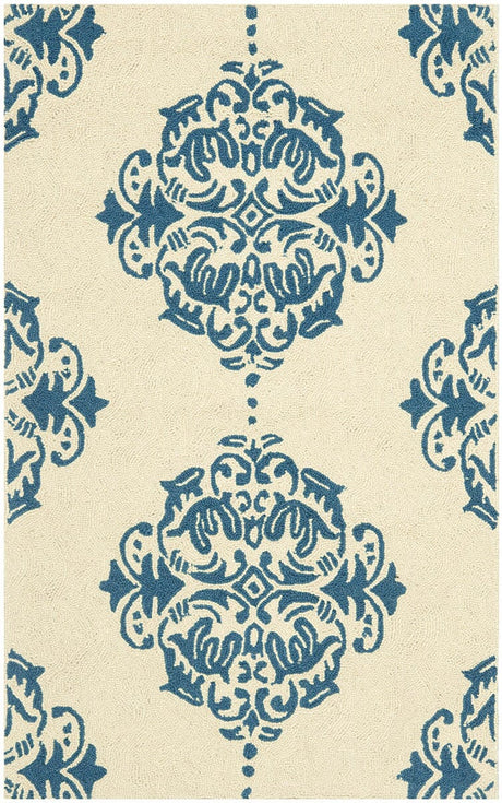 Safavieh Chelsea Hk145A Ivory / Blue Damask Area Rug