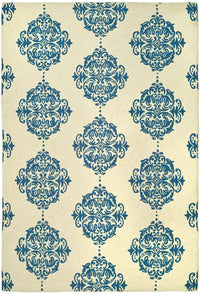 Safavieh Chelsea Hk145A Ivory / Blue Damask Area Rug