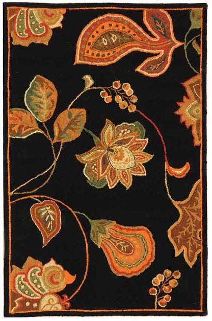 Safavieh Chelsea Hk209C Black / Orange Floral / Country Area Rug