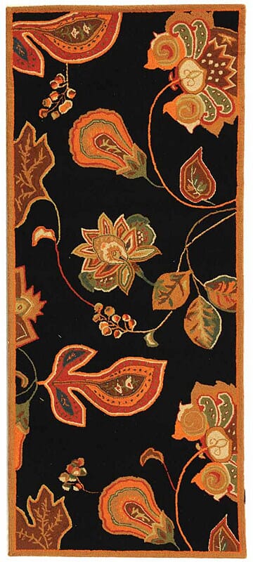 Safavieh Chelsea Hk209C Black / Orange Floral / Country Area Rug