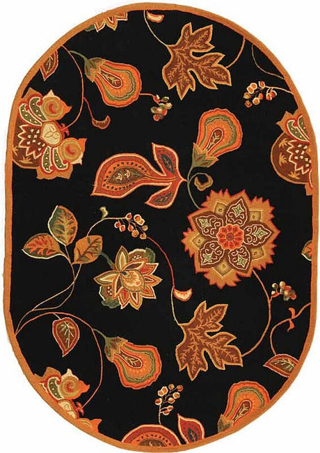 Safavieh Chelsea Hk209C Black / Orange Floral / Country Area Rug