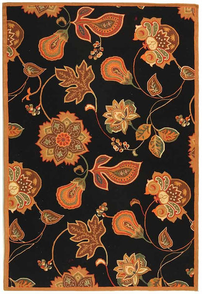 Safavieh Chelsea Hk209C Black / Orange Floral / Country Area Rug