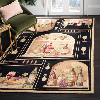 Safavieh Chelsea Hk254B Black / Multi Floral / Country Area Rug