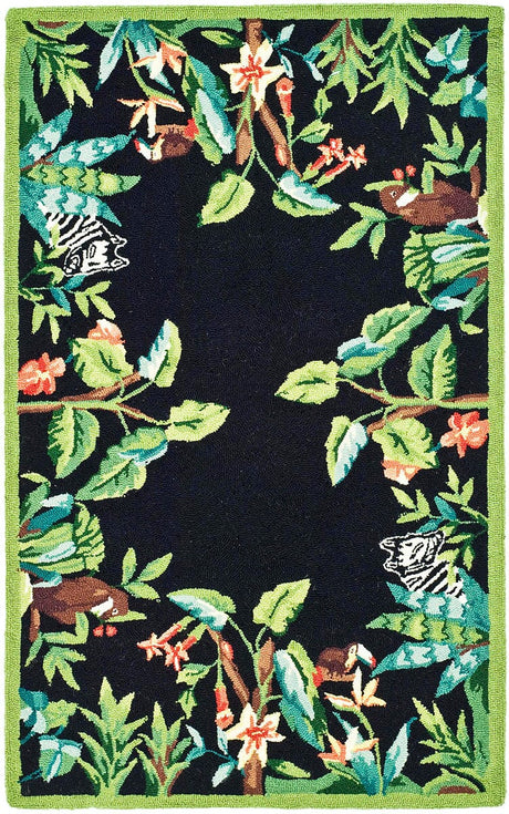 Safavieh Chelsea Hk295B Black / Green Floral / Country Area Rug