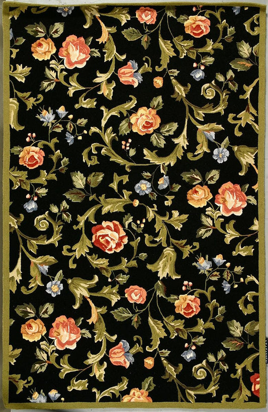 Safavieh Chelsea Hk310B Black Floral / Country Area Rug