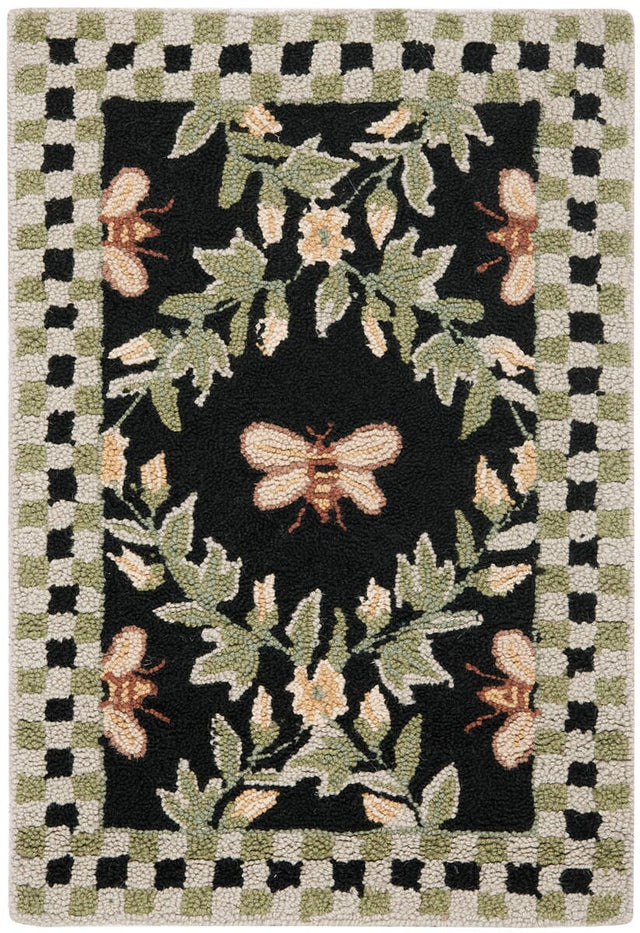 Safavieh Chelsea Hk55B Black Floral / Country Area Rug