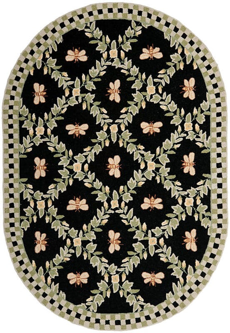 Safavieh Chelsea Hk55B Black Floral / Country Area Rug