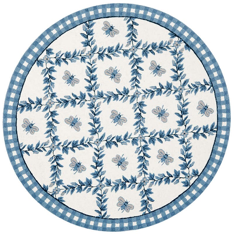 Safavieh Chelsea Hk55D Ivory / Blue Floral / Country Area Rug