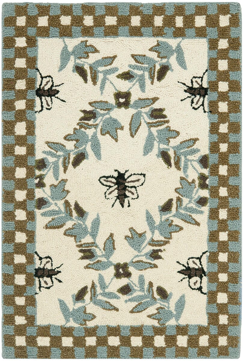 Safavieh Chelsea Hk55G Ivory / Blue Damask Area Rug