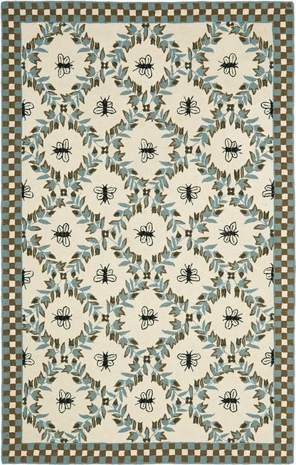 Safavieh Chelsea Hk55G Ivory / Blue Damask Area Rug