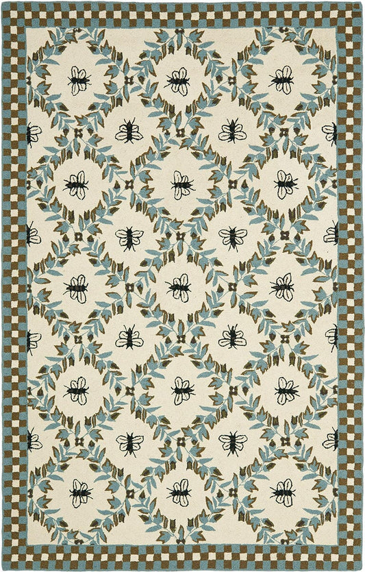 Safavieh Chelsea Hk55G Ivory / Blue Damask Area Rug