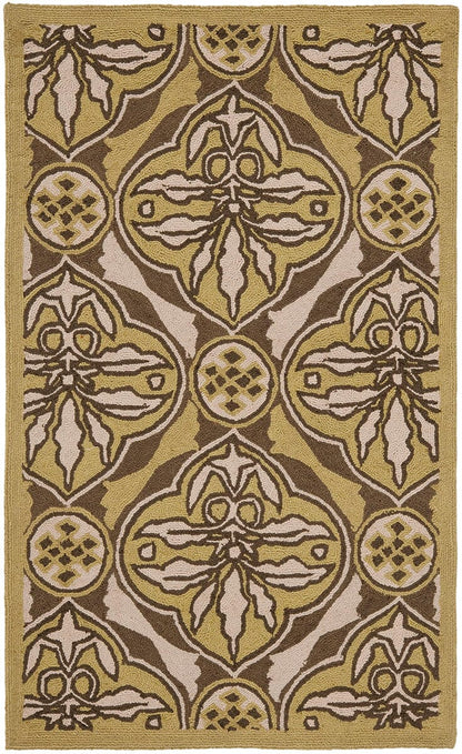 Safavieh Chelsea Hk715B Brown / Green Damask Area Rug