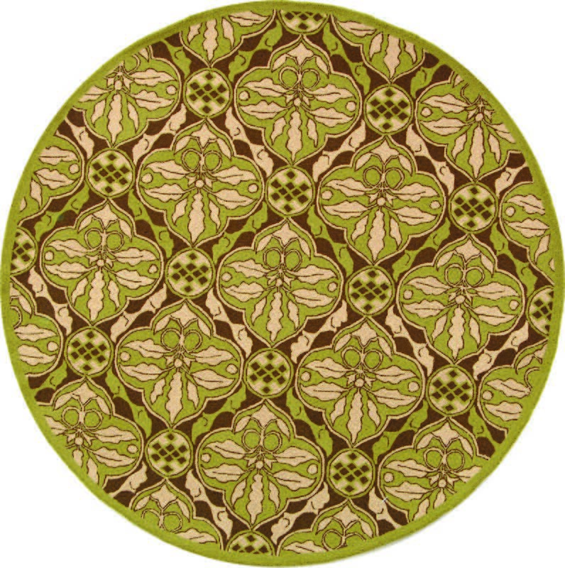 Safavieh Chelsea Hk715B Brown / Green Damask Area Rug