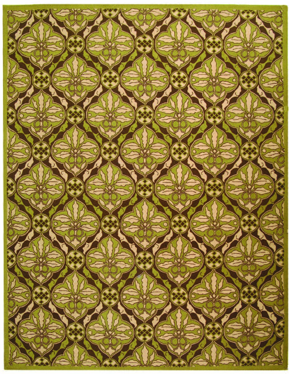 Safavieh Chelsea Hk715B Brown / Green Damask Area Rug