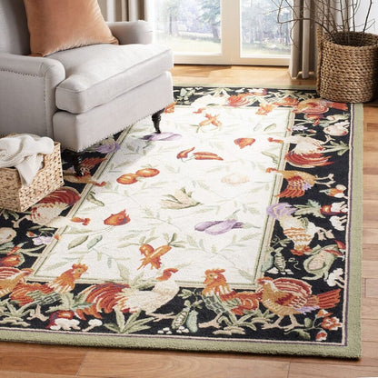 Safavieh Chelsea Hk94A Ivory / Black Floral / Country Area Rug