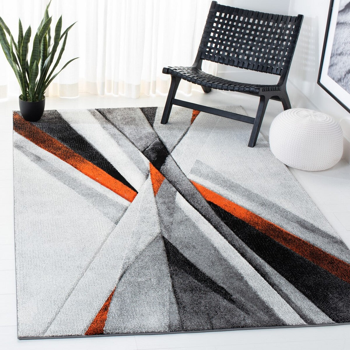 Safavieh Hollywood Hlw710P Grey/Orange Area Rug