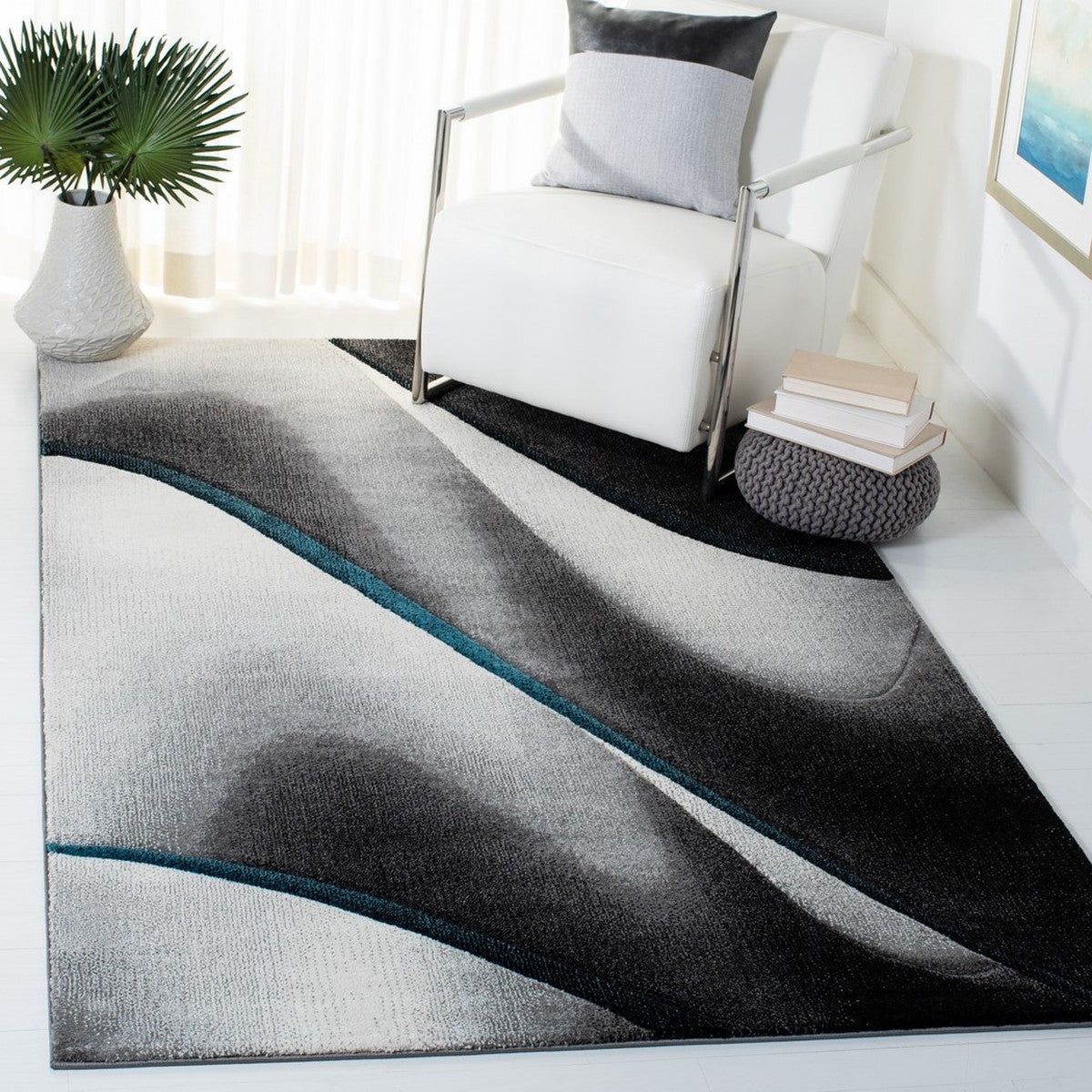 Safavieh Hollywood Hlw712F Grey/Blue Area Rug