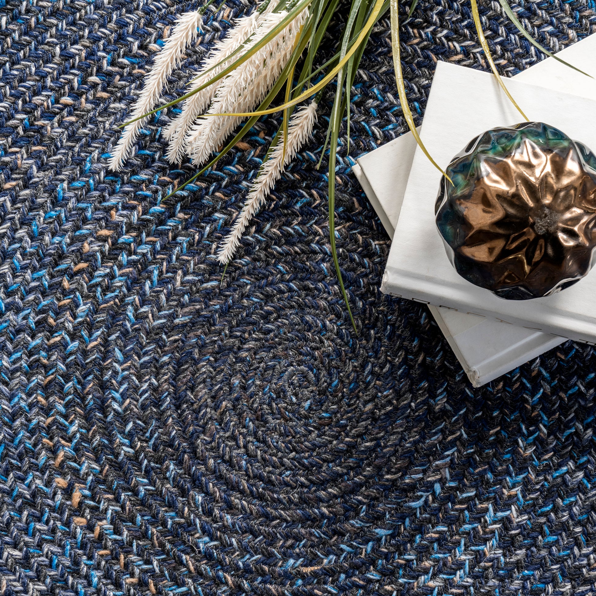 Nuloom Kyla Farmhouse Round Nky2832B Blue Area Rug