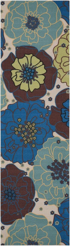 Nourison Home And Garden Rs021 Light Blue Floral / Country Area Rug