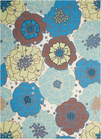 Nourison Home And Garden Rs021 Light Blue Floral / Country Area Rug