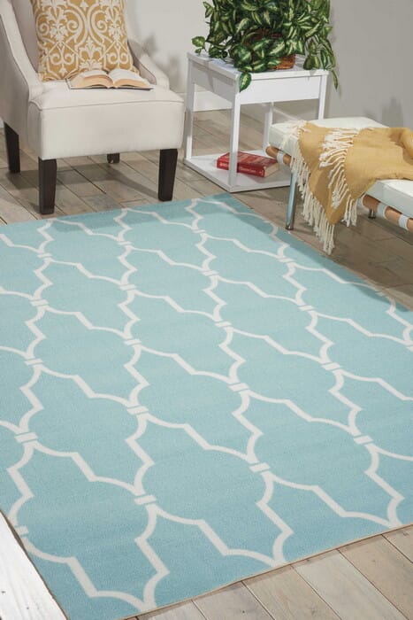 Nourison Home And Garden Rs087 Aqua Geometric Area Rug