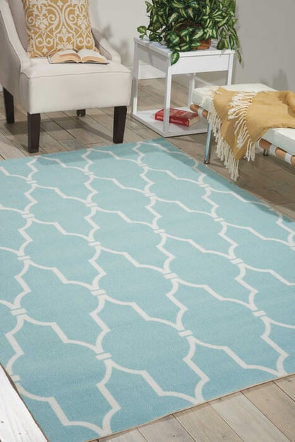 Nourison Home And Garden Rs087 Aqua Geometric Area Rug