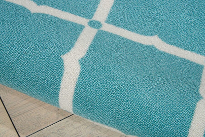 Nourison Home And Garden Rs091 Aqua Geometric Area Rug