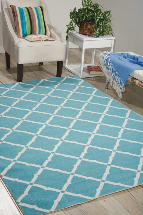 Nourison Home And Garden Rs091 Aqua Geometric Area Rug