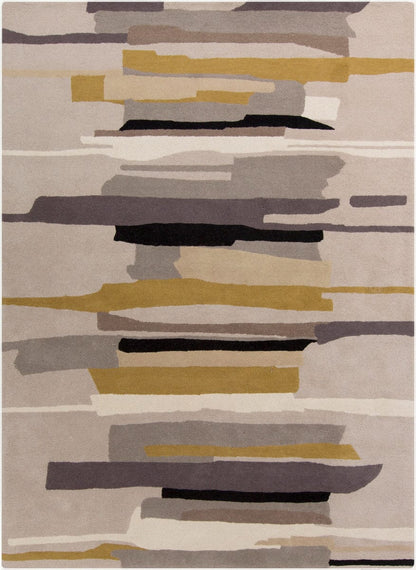 Surya Harlequin Hql-8022 Medium Gray, Khaki, Tan, Black Geometric Area Rug