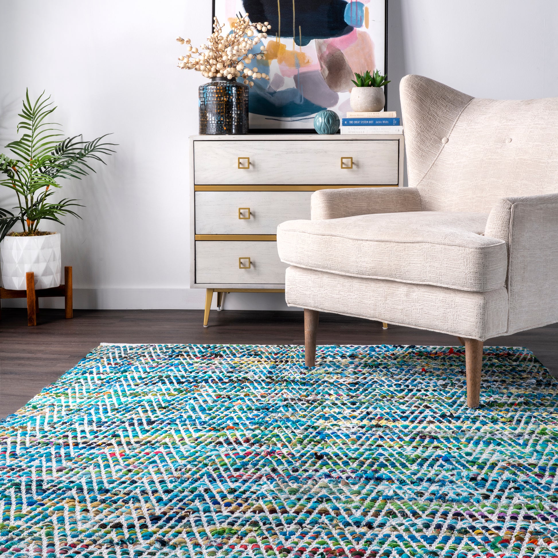 Nuloom Chevron Rochell Nch3599A Green Area Rug