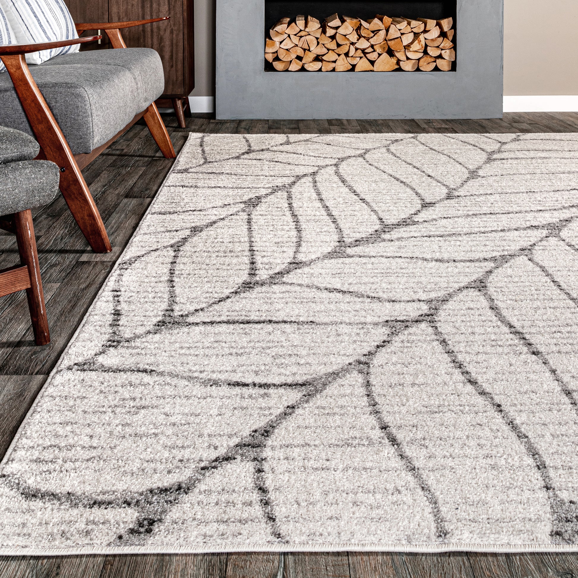 Nuloom Boyce Leaves Nbo1500C Light Gray Area Rug