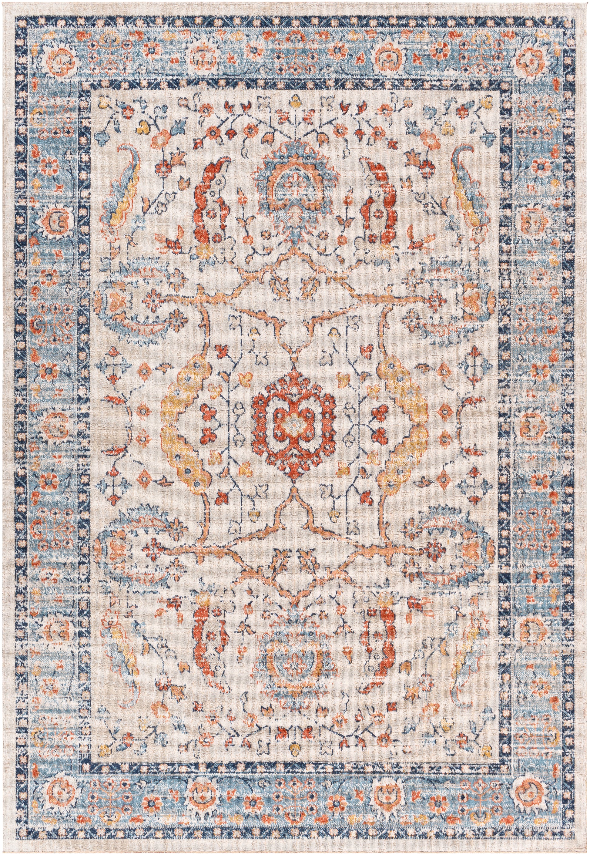 Surya Huntington Beach Htb-2301 Burnt Orange, Denim, Camel, Dark Blue Area Rug