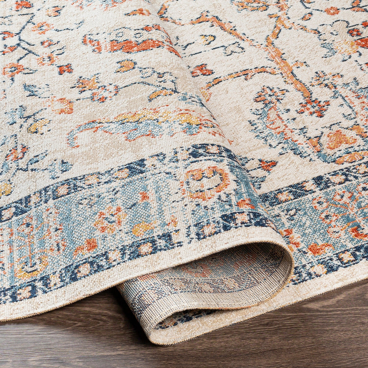 Surya Huntington Beach Htb-2301 Burnt Orange, Denim, Camel, Dark Blue Rugs.