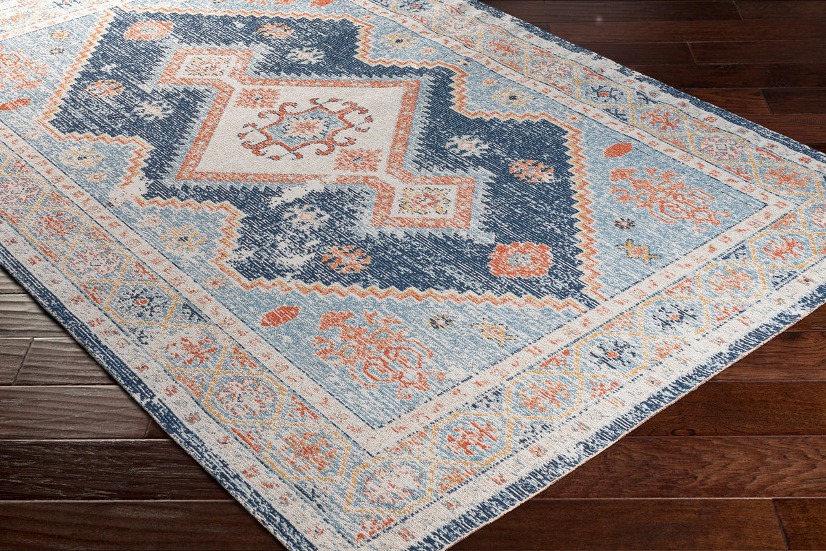 Surya Huntington Beach Htb-2303 Dark Blue, Denim, Burnt Orange, Camel Rugs.