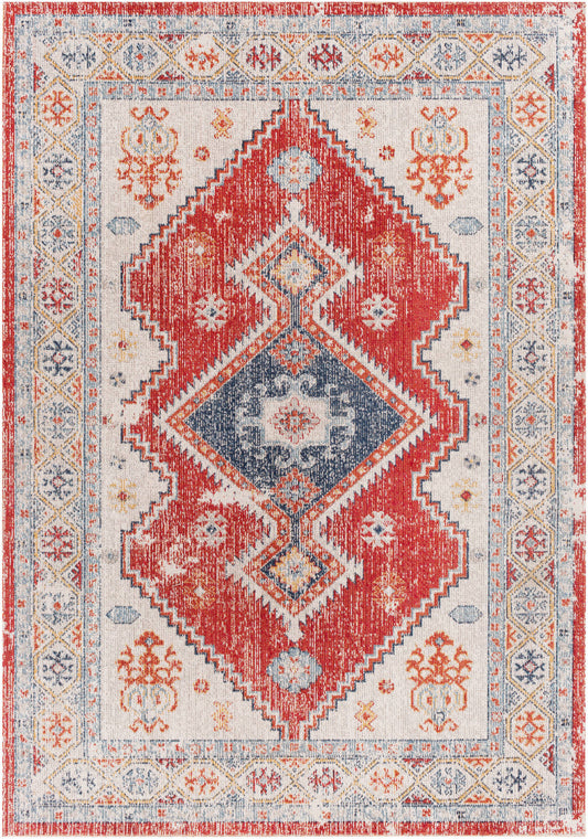 Surya Huntington Beach Htb-2305 Bright Red, Dark Blue, Denim, Camel Area Rug