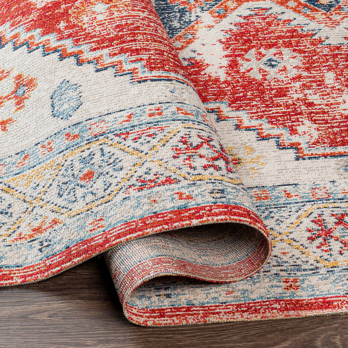 Surya Huntington Beach Htb-2305 Bright Red, Dark Blue, Denim, Camel Area Rug