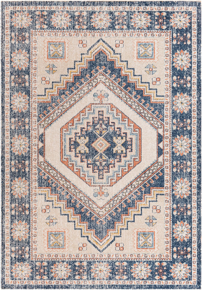 Surya Huntington Beach Htb-2308 Dark Blue, Burnt Orange, Denim, Camel Area Rug