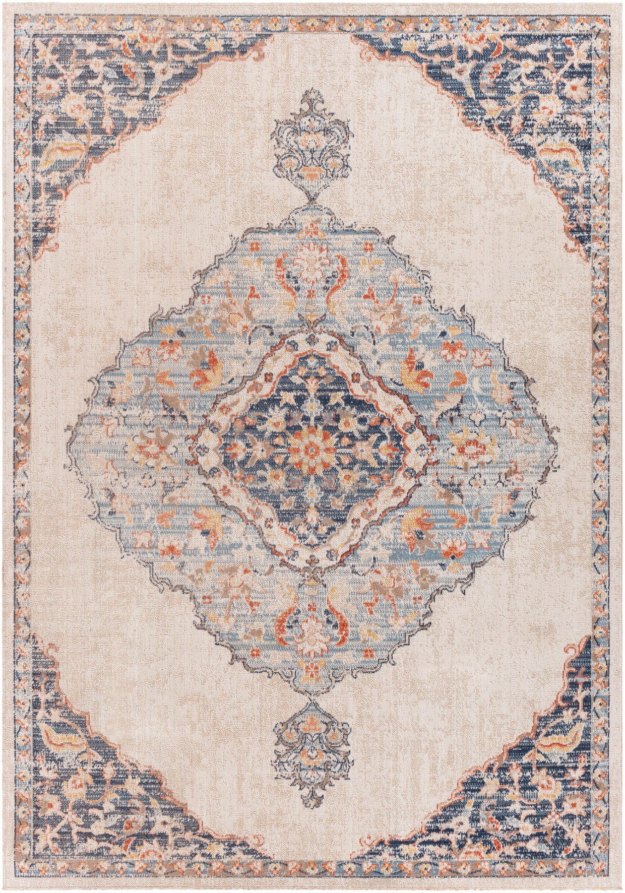 Surya Huntington Beach Htb-2313 Aqua, Dark Blue, Orange, Saffron Area Rug