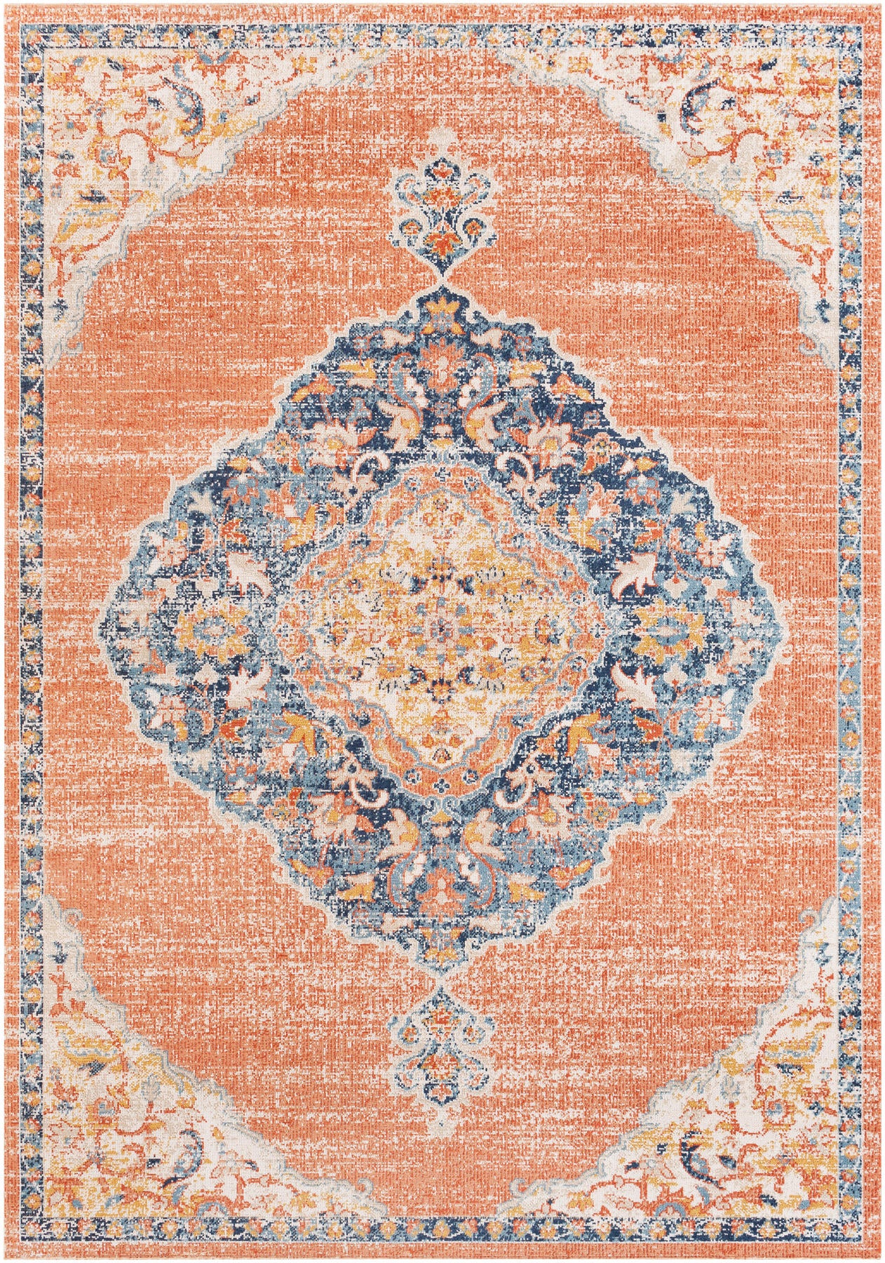 Surya Huntington Beach Htb-2314 Dusty Coral, Orange, Saffron, Dark Blue Area Rug